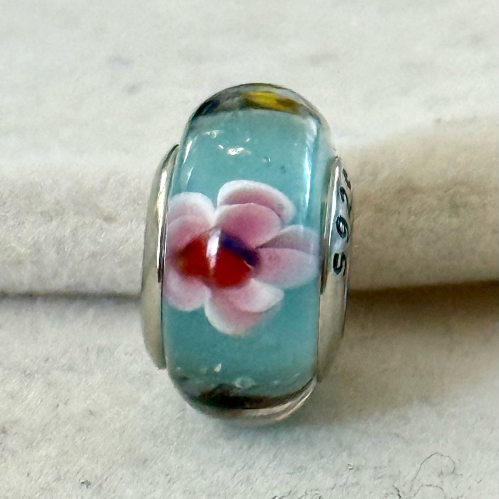 Blue garden Murano Glass fit Pandora bracelets types